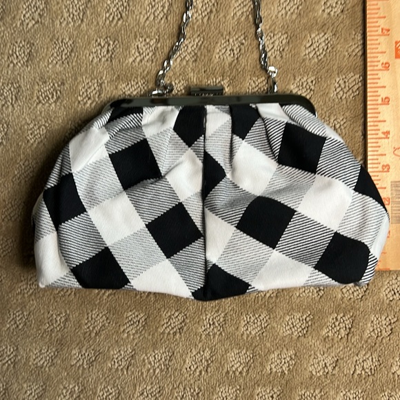 White House Black Market Black & White Check Gingham Crossbody Clutch - Picture 7 of 9